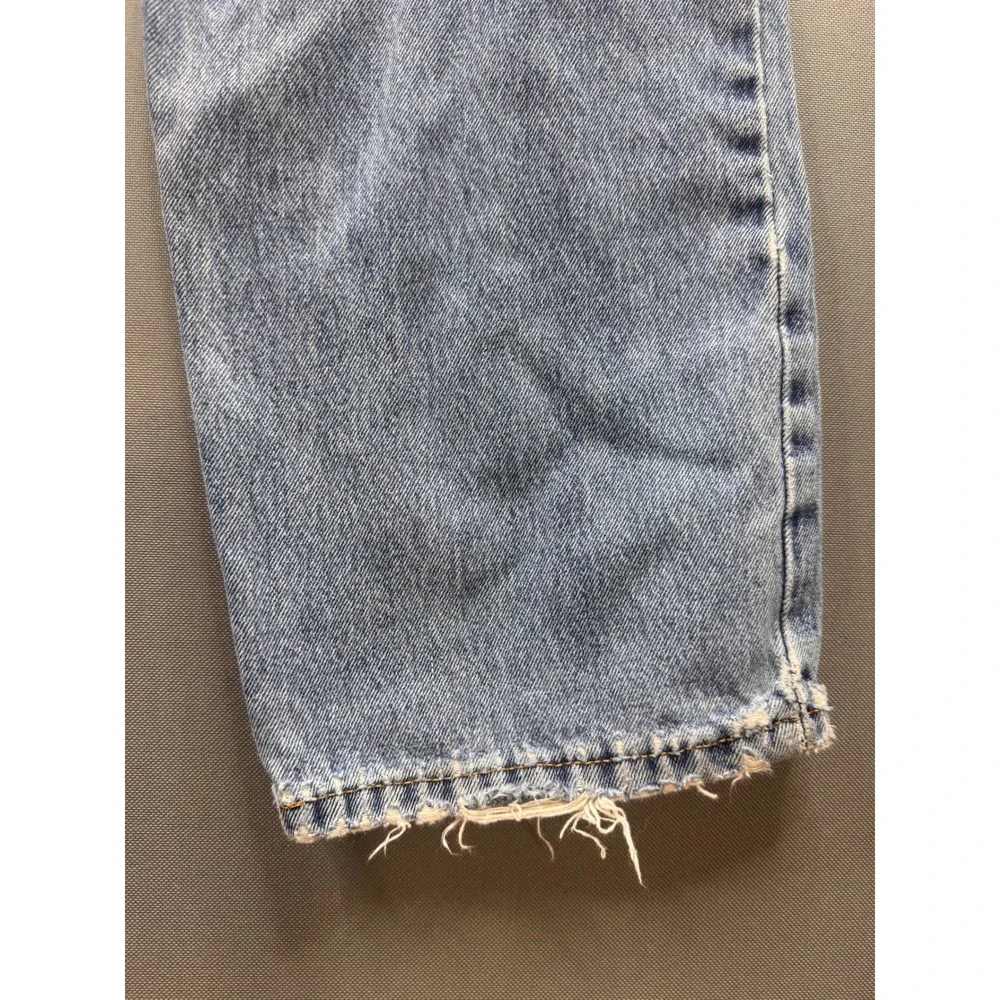 Levi's 505 Straight Leg Jeans Mens Blue Medium Wash‎ Frayed Hem 34x32